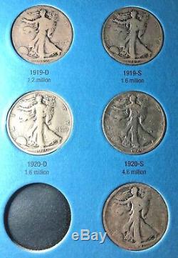 SILVER HALF DOLLAR STANDING WALKING LIBERTY 1916-1936 (21 COIN SET) partial