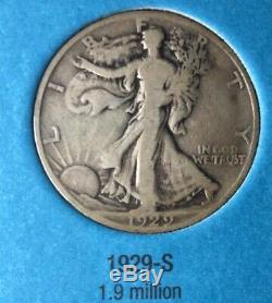 SILVER HALF DOLLAR STANDING WALKING LIBERTY 1916-1936 (21 COIN SET) partial