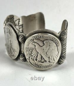 San Felipe Sterling Silver Coin Bracelet with 3 Walking Liberty Half Dollars