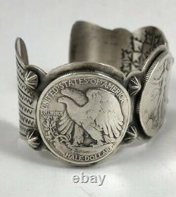 San Felipe Sterling Silver Coin Bracelet with 3 Walking Liberty Half Dollars