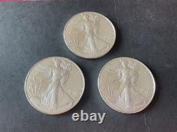 Set Of (3) 2025 U. S. Mint Walking Liberty. 999 Silver Eagles