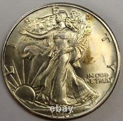 Silver 1942 Walking Liberty Half Dollar Amazing Toning One of a Kind Amazing