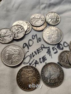 Silver U. S. Coins. Morgan, Franklin, Liberty, Barber, Etc. Silver Bar, Gold