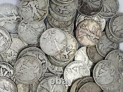 Silver Walking Liberty Half Dollar 1/2 Roll 10 Coins 90% 1916-1947 $5 Face Value