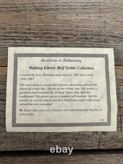 Silver Walking Liberty Half Dollar Collection 90% Silver with Certificate