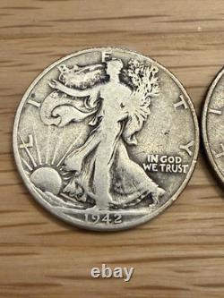 Silver Walking Liberty Half Dollar Lot Of 5 1936-s 1942-D 1943 X2 1944 Coin