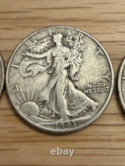 Silver Walking Liberty Half Dollar Lot Of 5 1936-s 1942-D 1943 X2 1944 Coin