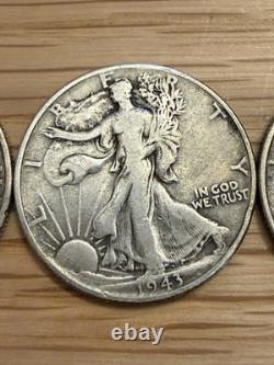 Silver Walking Liberty Half Dollar Lot Of 5 1936-s 1942-D 1943 X2 1944 Coin
