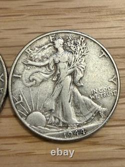 Silver Walking Liberty Half Dollar Lot Of 5 1936-s 1942-D 1943 X2 1944 Coin