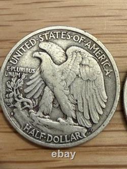Silver Walking Liberty Half Dollar Lot Of 5 1936-s 1942-D 1943 X2 1944 Coin