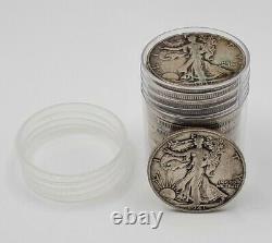 Silver Walking Liberty Half Dollar Roll 20 Coins 90% 1916-1947 $10 Face Value