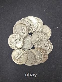 Silver Walking Liberty Half Dollars lot, 5 coins in good condition