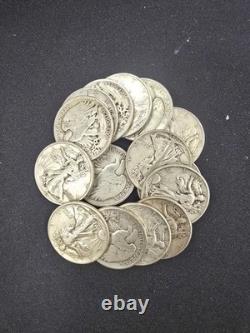 Silver Walking Liberty Half Dollars lot, 5 coins in good condition