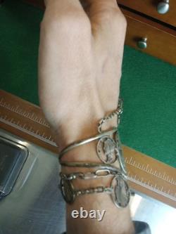 Sterling Silver Walking Liberty Braclet Set, With Attached Ring, 42 Gram Elegant
