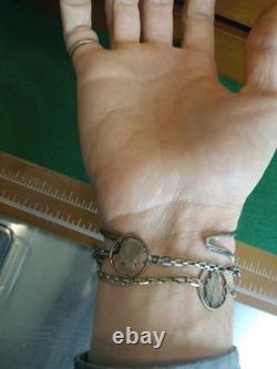 Sterling Silver Walking Liberty Braclet Set, With Attached Ring, 42 Gram Elegant