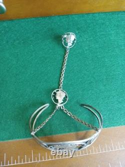 Sterling Silver Walking Liberty Braclet Set, With Attached Ring, 42 Gram Elegant