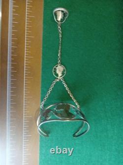 Sterling Silver Walking Liberty Braclet Set, With Attached Ring, 42 Gram Elegant