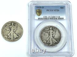 TWO U. S. Walking Liberty Silver Half Dollars- 1920-D PCGS VF 20, 1921-S Raw