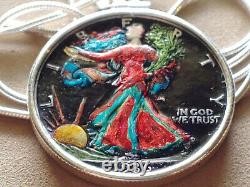 USA 1936 Colorful Silver Walking Liberty on a 24 925 Italian Sterling Chain