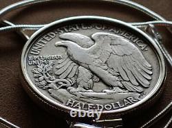 USA 1936 Colorful Silver Walking Liberty on a 24 925 Italian Sterling Chain