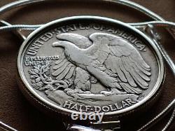 USA 1936 Colorful Silver Walking Liberty on a 24 925 Italian Sterling Chain