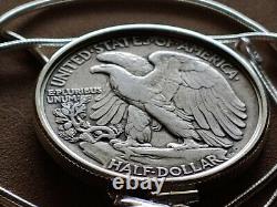 USA 1936 Colorful Silver Walking Liberty on a 24 925 Italian Sterling Chain
