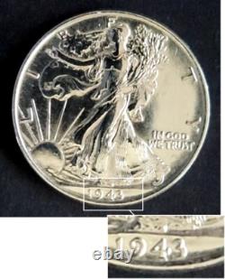 USA-1943-1/2 Dollar-Walking Liberty Half Dollar-Silver. 9-MS-50C