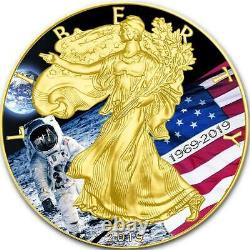 USA APOLLO-11 MOON American Silver Eagle 2019 Walking Liberty $1 Dollar Coin G