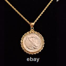 USA Half Dollar Walking Liberty 1943P Silver 1/2 Dollar Necklace With Gold Bezel