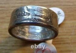 USA SILVER WALKING LIBERTY 1935-1945 COIN RING, Size 10 or Sized to fit