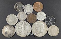 USA Type Coins 12 Coin Lot Silver Walking Liberty Half Barber & Mercury Dimes