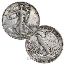 USA Walking Liberty Half Dollar Coin 90% Silver Circulated 50c Set of 4