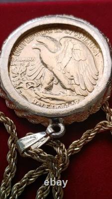 US 1945.900 Silver Walking Liberty Pendant 20 Gold filled Rope Chain W Box Coa US 1945.900 Silver Walking Liberty Pendant 20 Gold filled Rope Chain W Box Coa