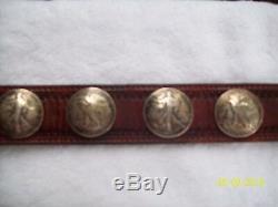 US Walking Liberty & Bald Eagle Silver Half Dollar Coin Leather BELT 18 coins