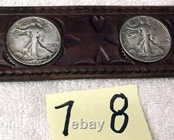 US Walking Liberty Silver Half Dollar Coin Leather BELT 36 inches 10 coins