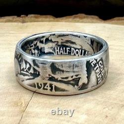 U. S. 90% Silver Walking Liberty Half Dollar Coin Ring Band NEW