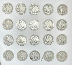 U. S. Silver Walking Liberty Half Dollar Roll Of 20 Coin