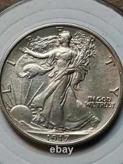 Uncirculated 1917 Walking Liberty silver Half Dollar with Holder COA & Box