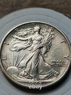 Uncirculated 1917 Walking Liberty silver Half Dollar with Holder COA & Box