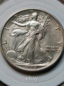 Uncirculated 1917 Walking Liberty silver Half Dollar with Holder COA & Box