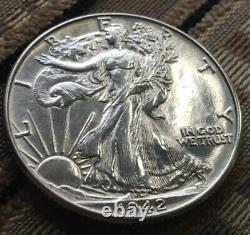 Uncirculated 1942 Walking Liberty Silver Half Dollar GEM