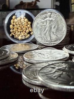 Uncirculated MS Walking Liberty Silver Coin & 24k Gold Bullion Estate Sale Lot