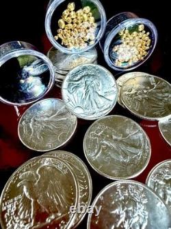 Uncirculated MS Walking Liberty Silver Coin & 24k Gold Bullion Estate Sale Lot