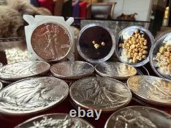 Uncirculated MS Walking Liberty Silver Coin & 24k Gold Bullion Estate Sale Lot