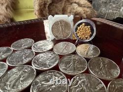 Uncirculated MS Walking Liberty Silver Coin & 24k Gold Bullion Estate Sale Lot