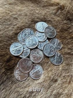 Uncirculated Silver Walking Liberty Coin & $10.00 Kennedy Half Dollar Bank Roll