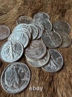 Uncirculated Silver Walking Liberty Coin & $10.00 Kennedy Half Dollar Bank Roll