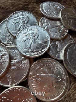 Uncirculated Silver Walking Liberty Coin & $10.00 Kennedy Half Dollar Bank Roll