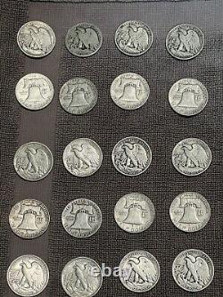 Us Silver Coin Half Dollar Lot Walking Liberty X 15 + Ben Frank Liberty Bell X19