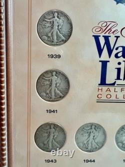 VTG Framed 1934-47 Silver Walking Liberty Half Dollar-14 Coins -#1149-90% Silver